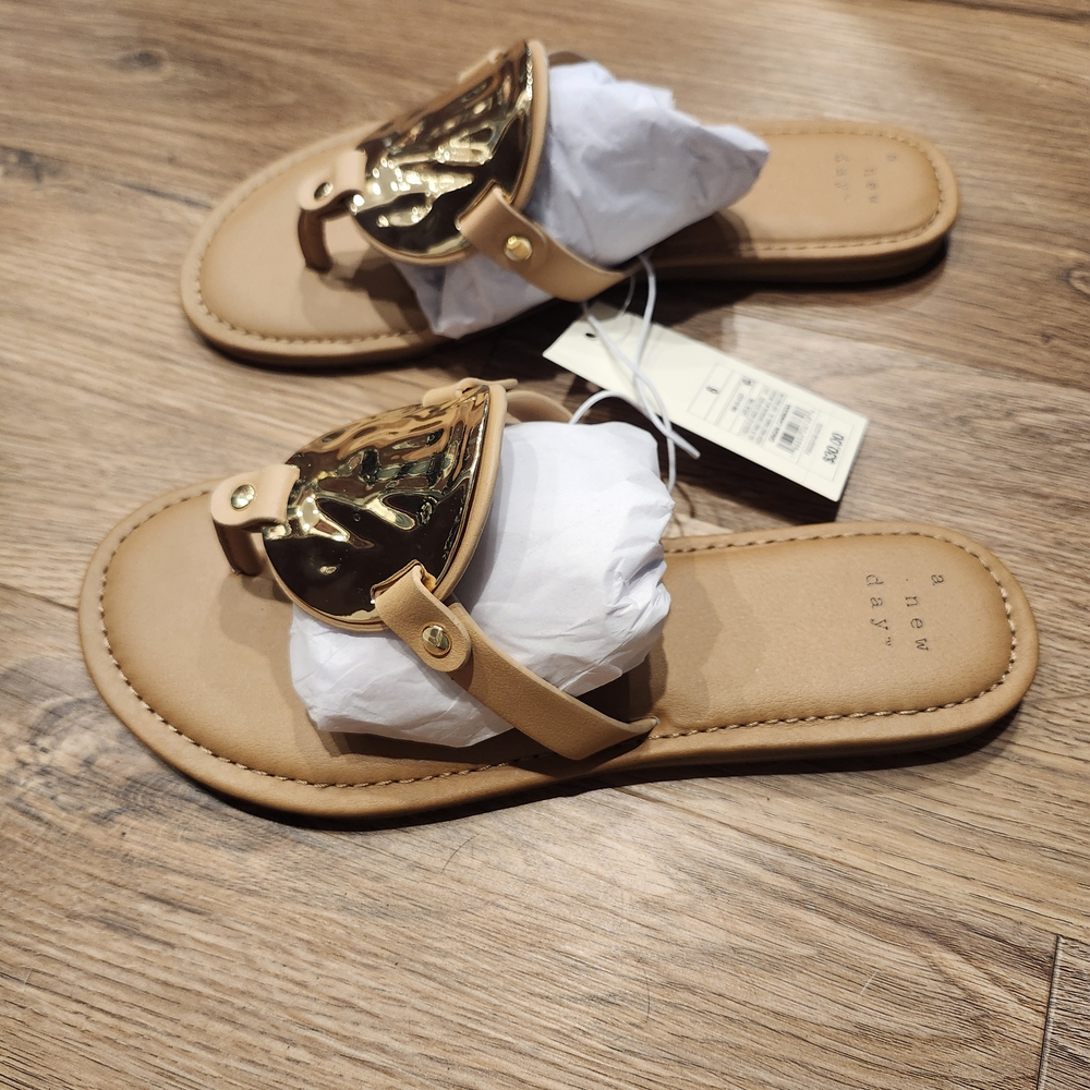 a new day Tan Sandals with Gold Accents - Picture 2 of 3